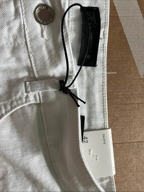 Zara White High-Rise Denim Culotte